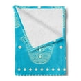 thumbnail image 2 of Hamsa Soft Flannel Fleece Throw Blanket, Theme Hamsa Hands Geometric and Floral Pattern Evil Eye Protection, Cozy Plush for Indoor and Outdoor Use, 60" x 80", Blue, by Ambesonne, 2 of 5