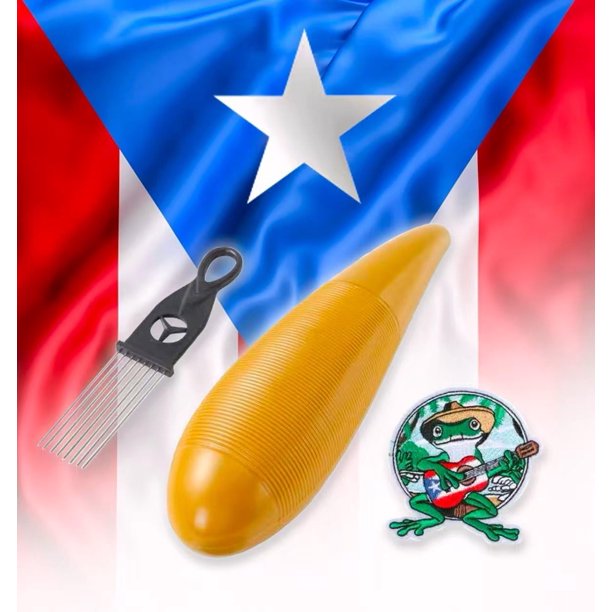 Instrumento Guiro PRK 14 de plástico para música puertorriqueña con raspador