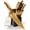Gold, variant on Styled Settings 14-Piece Gold Knife Set with Block and Built-In Sharpener, Titanium-Coated Blades with Leaves Pattern, Black Block