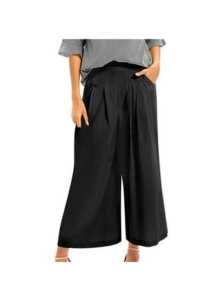 HOW'ON Women's Elastic Waist Wide Leg Casual Palazzo Capri Culottes Pants  Soft Knit Cropped Pants, Blue (Ankle Length), Medium : : Clothing,  Shoes & Accessories