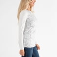 thumbnail image 4 of Womens S/M White Polka Dot Brushed Jersey Contrast Long Sleeve Top by Howard's, 4 of 5