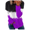thumbnail image 1 of Gibobby Camisa De Invierno Tops de color para mujer de geometría de contraste largo Blusa de manga estampada Camisetas de mujer（Morado， M), 1 of 5