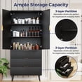 thumbnail image 5 of TOPCOMFY Modern Pantry Cabinet with 3 Drawers 2 Doors, Kitchen Storage Cupboard for Organization with Adjustable Shelves & Fluted Panel Design-Black, 5 of 7