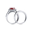 thumbnail image 4 of BERRICLE Sterling Silver Halo Wedding Engagement Rings Simulated Ruby Heart Shaped Cubic Zirconia CZ Statement Heart Ring Set for Women, Rhodium Plated Size 9.5, 4 of 10