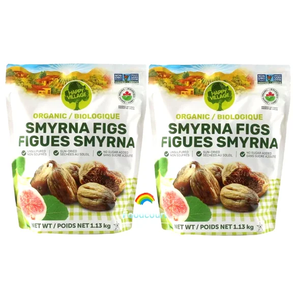 2 Packs Happy Village Organic Sun Dried Smyrna Figs 40 oz Each Pack, Total 5 lb