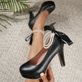 thumbnail image 4 of Vintage Heel Thick Sole Mary Jane High Heels, 4 of 8
