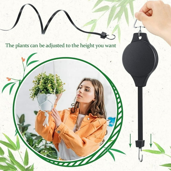 Plant Pulley Set Garden Baskets Pots Bird Feeder Telescopic Lift Adjustable Hanging Hook Gardening Supplies Heavy Duty Metal for Birdcage Flower Pot(A)