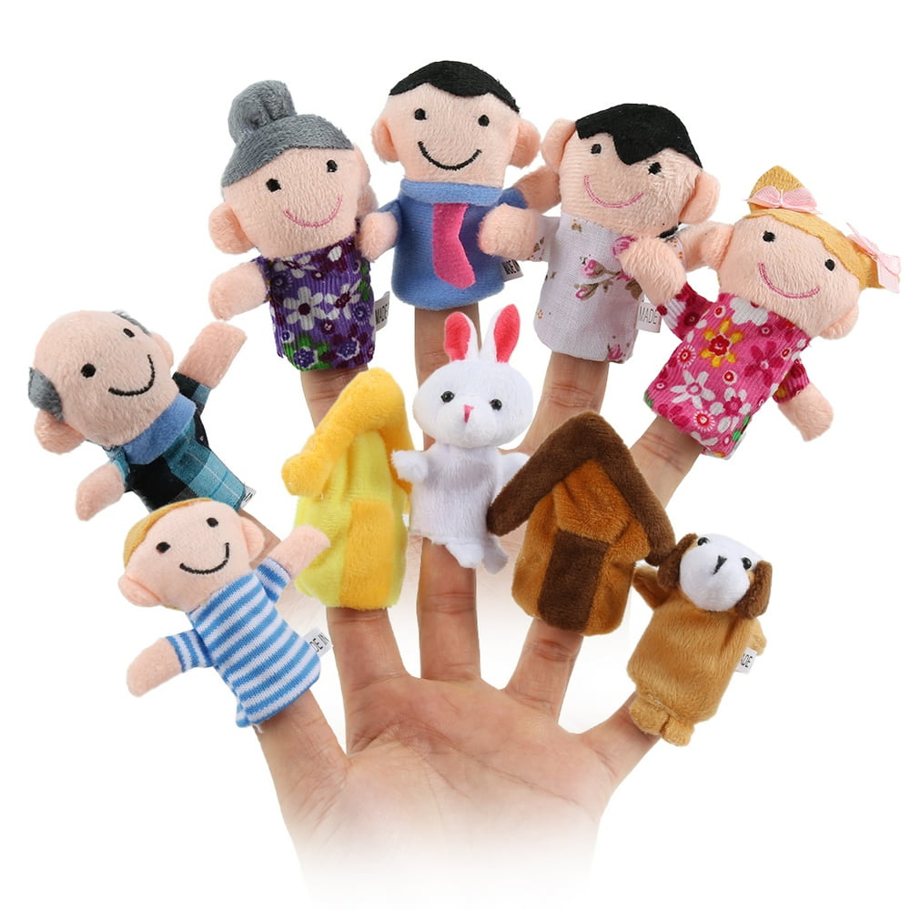 10 Pcs Cute Cartoon Finger Puppet Set Soft Velvet Dolls Props Toys with