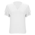 thumbnail image 5 of ClodeEU Short Sleeve Blouses Petal Ruffle V Neck Shirts ,Work Tops Busines Office Shirts White,Womens Plus L, 5 of 8