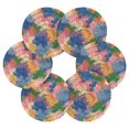 thumbnail image 6 of 6 Pcs Drink Coasters with Holder 3.94in Woven Coasters for Drinks Colorful Splashes and Brushstrokes Coaster Set for Protection Table, 6 of 7