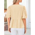 thumbnail image 2 of Blusa PRETTYGARDEN para mujer con lazo en la parte delantera a rayas 2025, amarilla XXL, 2 of 8