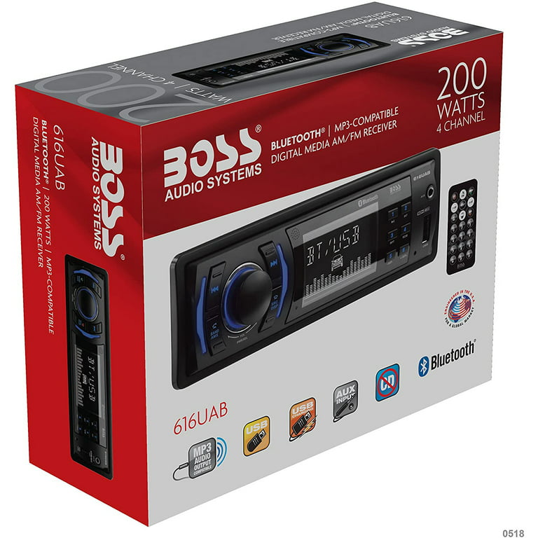 BOSS Audio Systems 616UAB Car Stereo - Single Din, Bluetooth, No CD DVD  Player, AM/FM Radio Receiver, Wireless Remote Control, MP3, USB, Aux-in, :  Electronics, the rock sus audio 