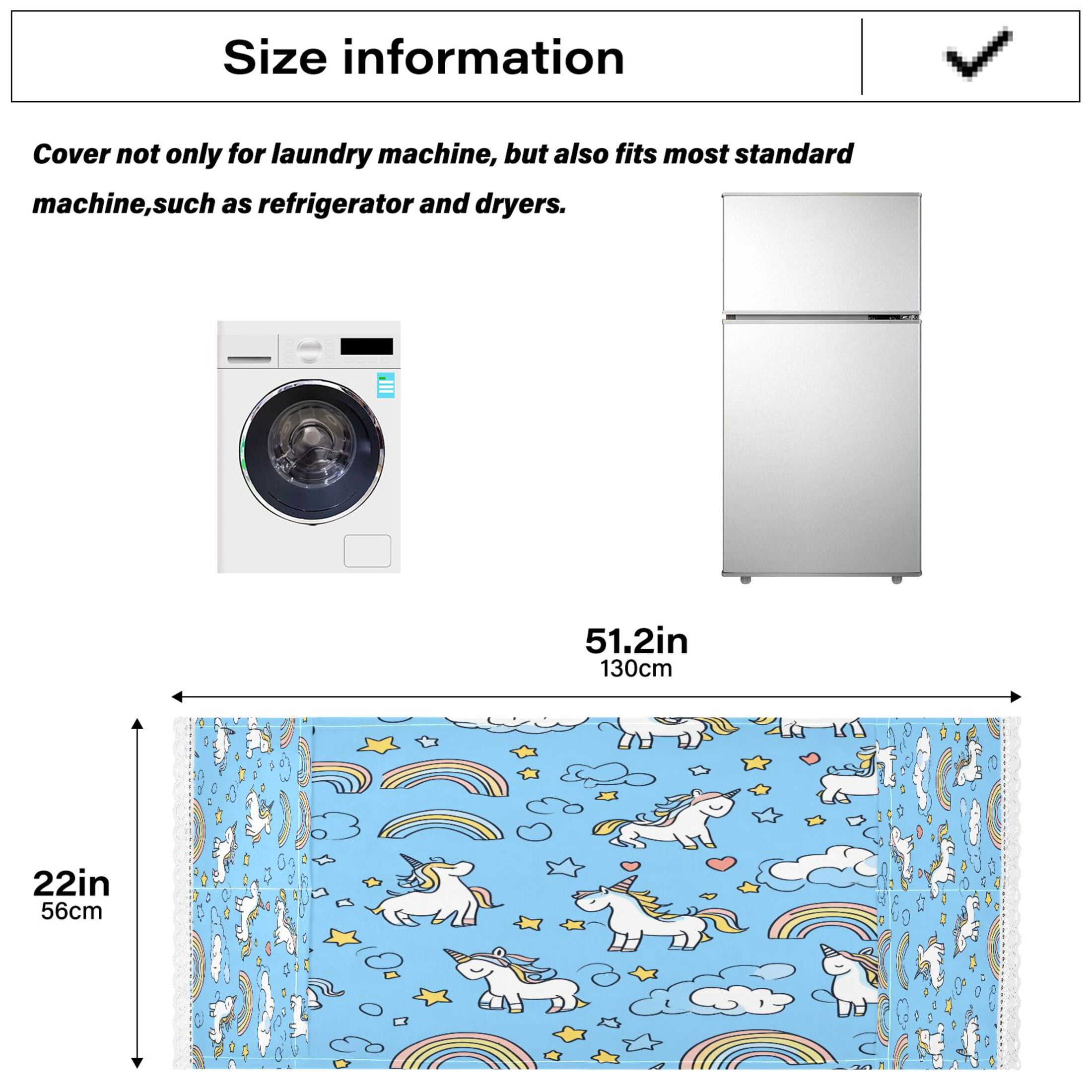 WOBOGO Unicorns Rainbows Blue Pattern Washing Machine Cloth Dryer Refrigerator Top Cover Protective Non-Slip Mat For Kitchen Laundry