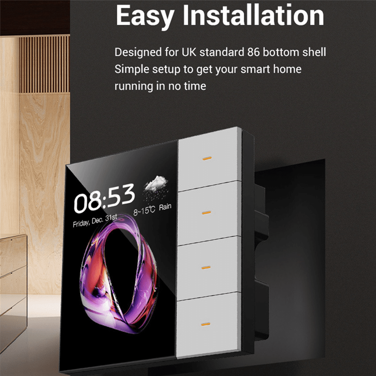 2pc 3.5Inch Smart Wall Switch Touch Screen 4 Groups Switch 8-Way Scene Radar Sensor Dimming Switch Curtain Tuya Zigbee A,2 x Smart Wall Switch