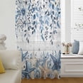 thumbnail image 5 of Blue Coastal Starfish Sheer Curtains 45 Inches Long, Beach Nautical Shell Eucalyptus Wooden Light Filering Curtains, Breathable Simi Curtain Privacy Drapes for Kitchen Bathroom Small Window Treatment, 5 of 9