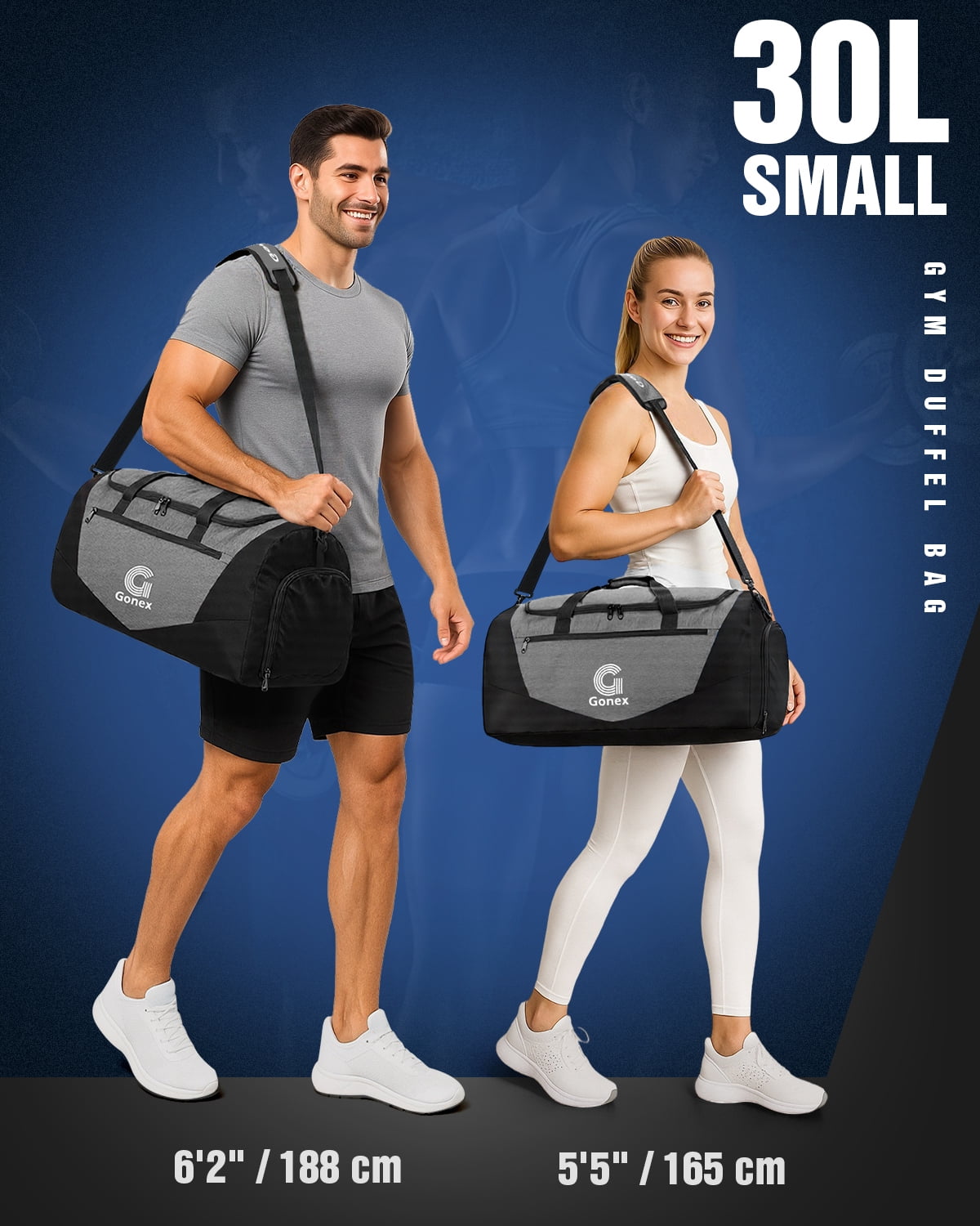 Gonex 30L Gym Bag for Men Women, Water-Resistant Sports Duffel Bag with Shoe Compartment & Wet Pocket for Fitness, Travel, Weekend Trips