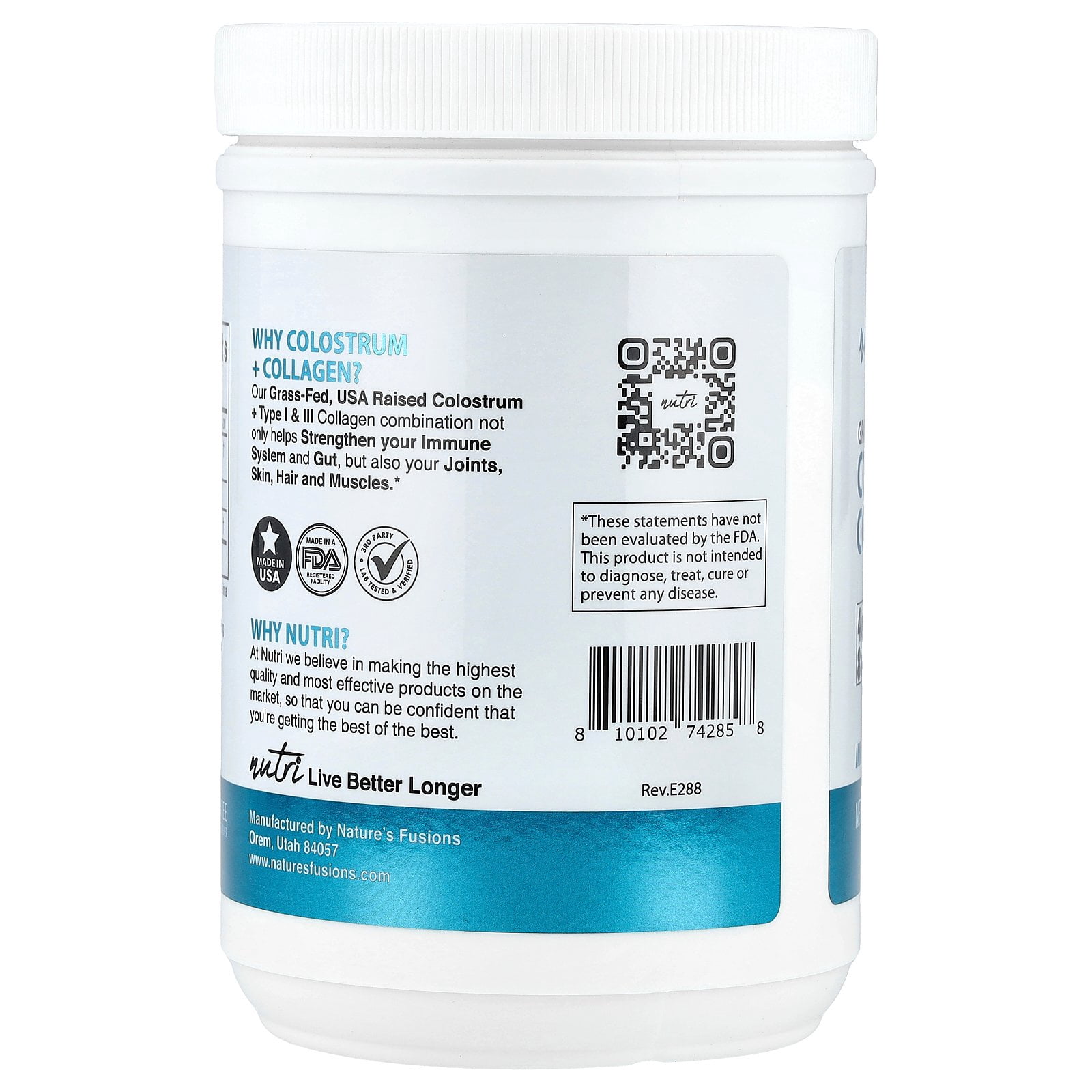 Nutri Colostrum+ Collagen Peptides, Powder, Unflavored - 12.7 oz