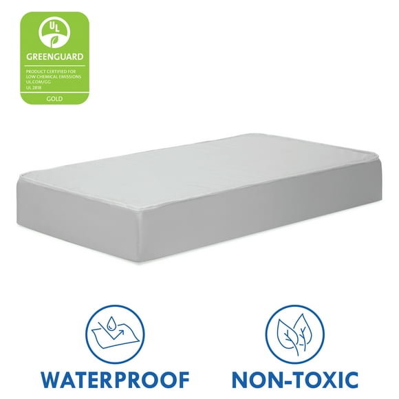 DaVinci Deluxe Coil Waterproof MINI Crib Mattress in White, Firm Support, Lightweight, Greenguard Gold Certified