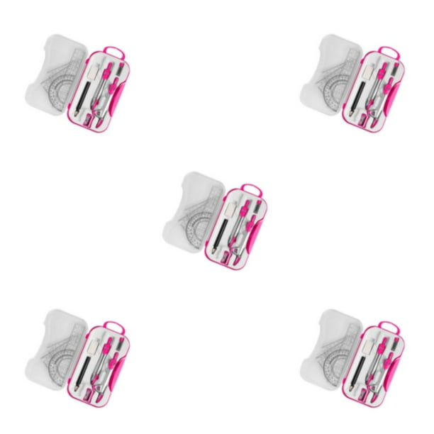 Injueey Versátil juego de geometría matemática, juego de brújula, regla triangular transportadora para profesores de escuela, rosa Type2 NO2