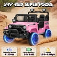 thumbnail image 3 of Joyracer 4WD 24V Ride On Car Truck with Remote Control, 2 Seater 800W 9AH Powered Ride on Electric Truck Car, Bluetooth MP3 Music, 4 Wheels Suspension, 3 Speeds, Pink, 3 of 9