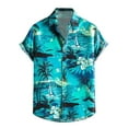 thumbnail image 2 of Vivianyo HD Men's Casual Solid Short Sleeve Hawaii Button Down Shirt Men's Hawaiian Shirt Short Sleeves Printed Summer Beach Shirts Tops Blouse Shirt, 2 of 7