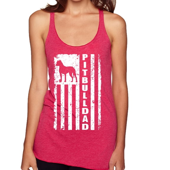 Pitbull Dad Dog Dag Funny Gift | Womens Dog Lover Premium Tri-Blend Racerback Tank Top, Shocking Pink, Small