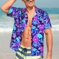 thumbnail image 7 of Susaid Flower Happy Skull Print Short Sleeve Shirts Button Down Casual Shirts Summer Beach Aloha Button Down Short Sleeve for Men ,, 7 of 7