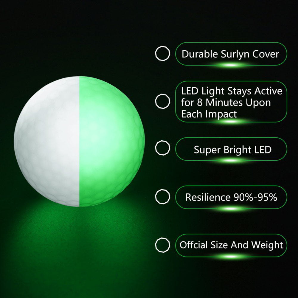 Glow in The Dark Golf Balls Light up Led Golf Balls Night Golf Gift for Men Kids Women (6PCS, Random Colors)