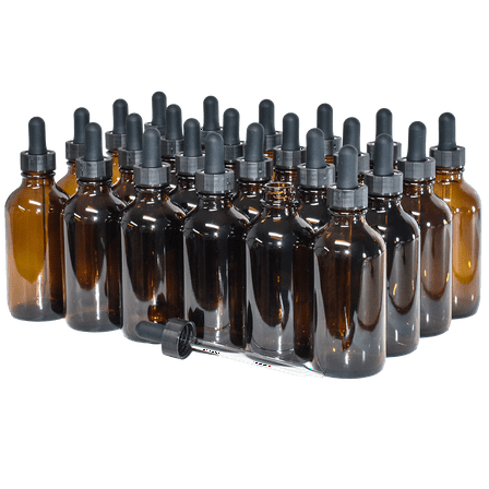 4 oz. Amber Boston Round with Black Glass Dropper (22/400) (V23) (V20)