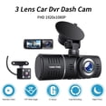 thumbnail image 1 of DVR para Auto Dash Cam Delantero y Trasero, Cámara de Tablero 1080P para Cars, Cámara Delantera y Trasera de 3 Canales, Grabación en Bucle, Visión Nocturna, HDR, Estacionamiento de 24 Horas, Sensor G, 1 of 9