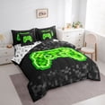thumbnail image 2 of jejeloiu Games Console Lover 7-Piece Bedding Comforter Set,Pixel Miner Grid King Bedding Sets For Camepad Gamer Reversible, 2 of 7
