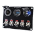 thumbnail image 1 of Panel de interruptores de barco de 5 bandas para coche, combinación de salida de 12V, doble USB, remolque de 12V/24V Luz azul kusrkot panel de interruptores, 1 of 6