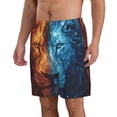 thumbnail image 2 of KLL Red And Blue Fire Lion Men's Casual Summer Beach Shorts Hawaiian Shorts with Pockets-3X-Large, 2 of 5