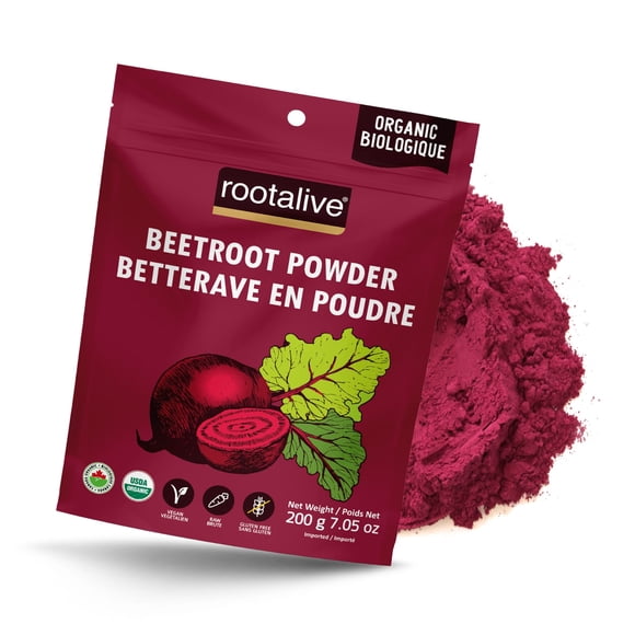 Rootalive Organic Beetroot Powder 200g, Raw and Vegan for Smoothies, Juice, Sauces, Baked goods and More