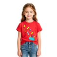 thumbnail image 3 of Glisme Girl Tops Short Sleeve T Shirts Crewneck Cartoon Pattern Tee Cute Toddler Wear Red, 3 of 3