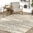 thumbnail image 2 of nuLOOM Freja Tapis de Zone Vieilli, 5 Pieds Rond, Gris, 2 of 8