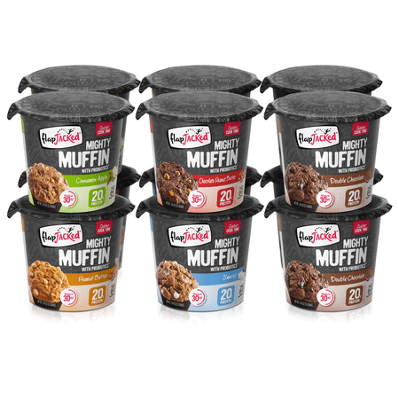 (12 Cups) FlapJacked Microwaveable Mighty Muffin with Probiotics Mug Cake Variety