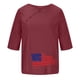 thumbnail image 4 of Mujeres Día de la Independencia 1/2 Manga Casual Cuello Redondo Impreso Botón Suelto Túnica Camisa Blusa Tops Fridja  hjk898, 4 of 5