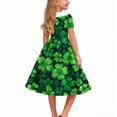 thumbnail image 5 of St. Patrick's Day Girls Party Dress Short Sleeve Summer Vacation Dress Cute Graphic A Line Dress Size 5-14, 5 of 6