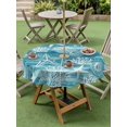 thumbnail image 4 of Outdoor Tablecloth with Umbrella Hole for Patio/Picnic/Party/Camping, Teal Coastal Waterproof Table Cloth Round Cover Washable, Summer Ocean Sea Waves Starfish Corals (Dia 60"), 4 of 8