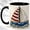 Black, variant on Red Sailboat Coffee Mug, Coastal Boat Mug, Ceramic 11 oz
