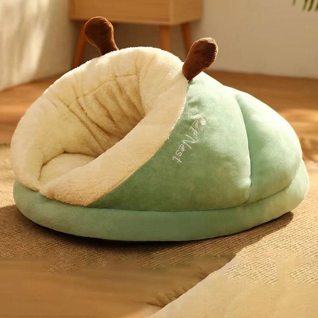 MADDEN Warm Small Dog Kennel Bed Breathable Dog House Cute Slippers Shaped Dog Bed Cat Sleep Bag Foldable Washable Pet House ShopWise Round