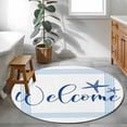 thumbnail image 4 of Round Area Rug 4ft,Welcome Words Blue Stripe Washable Carpet Non-Slip Runner Accent Rugs Indoor Floor Mat for Bedroom Living Room Decor,Marine Life Starfish, 4 of 9