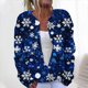 thumbnail image 1 of Cárdigan de punto con estampado navideño para mujer, abrigo con botones, 1 of 5