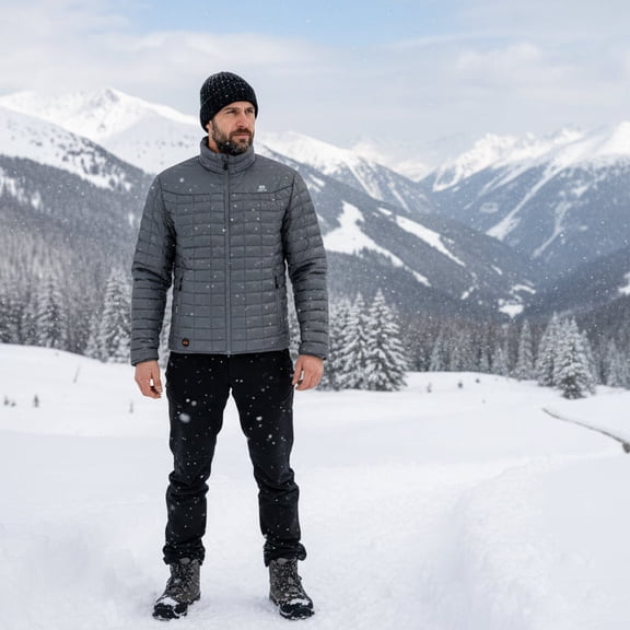 Mobile Warming Backcountry Heated Jacket for Men, 3 Heat Zones, PrimaLoft Synthetic Down Core, Lightweight Nylon Shell