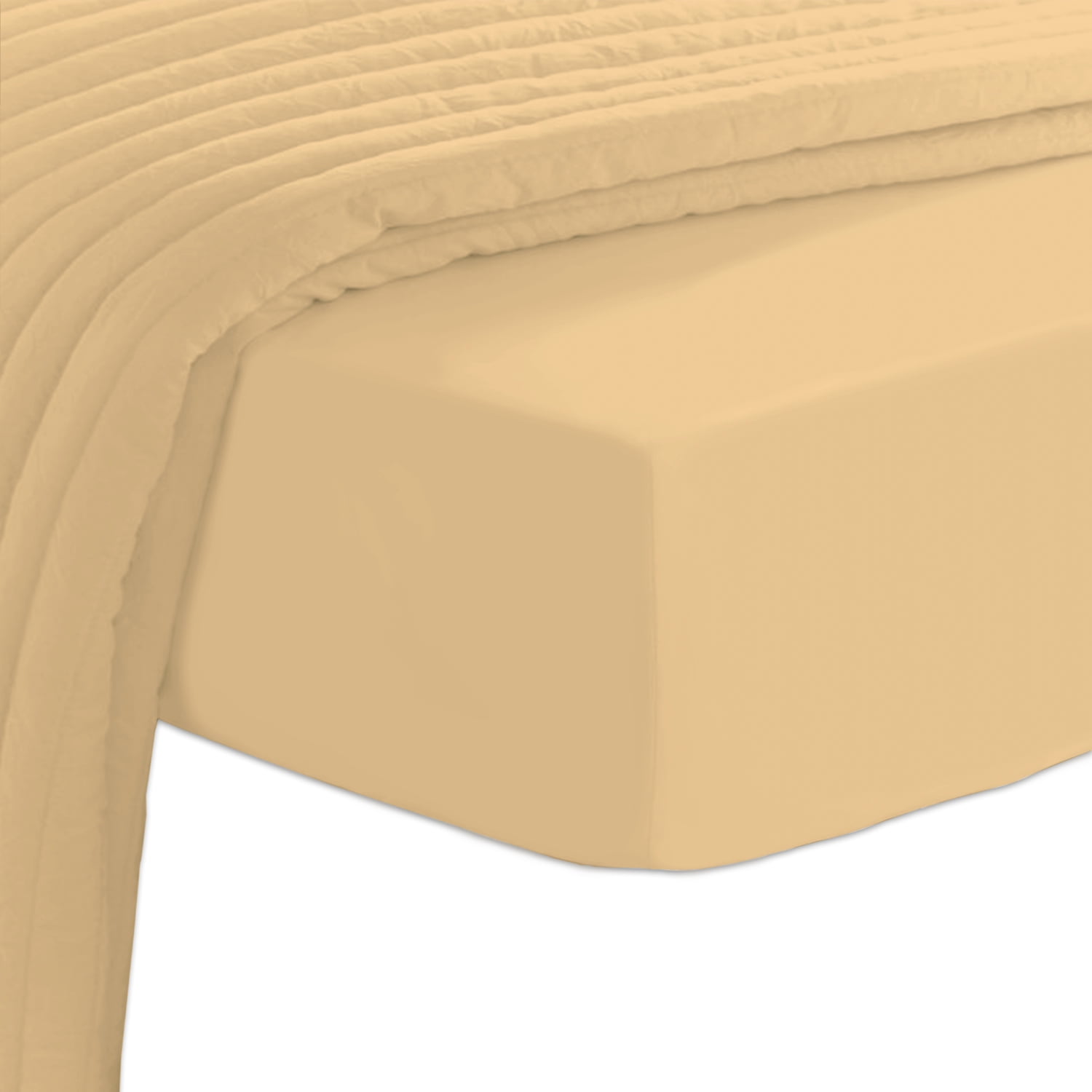 Cotton Twin Fitted Sheets Only Pure Beige, 1Pc 400 Thread Count 100%