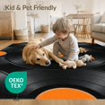 thumbnail image 4 of ODIKA 3'x5' Washable Area Rug Minimalist Music Retro Concentric Disc Motif Groove Vinyl Record Refined for Hallway, Laundry Room, Non-Slip, Flatweave, Easy Care, 4 of 7