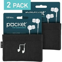 UT Wire Pocket Earbud Earphone Case Pouch - Black - 2 Pack