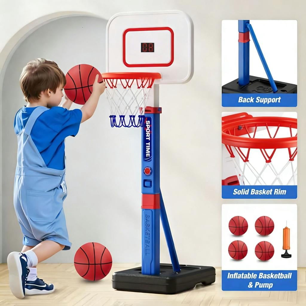 Yihuala Adjustable Basketball Goal Backboard Stand Basketball hoops Indoor Outdoor Toy Outdoor Sports Game Accessories