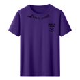 thumbnail image 6 of Stars Moon Funny Graphic Tees for Women Round Neck Short Sleeve Casual Fall Tops Fall Shirts Purple S, 6 of 6